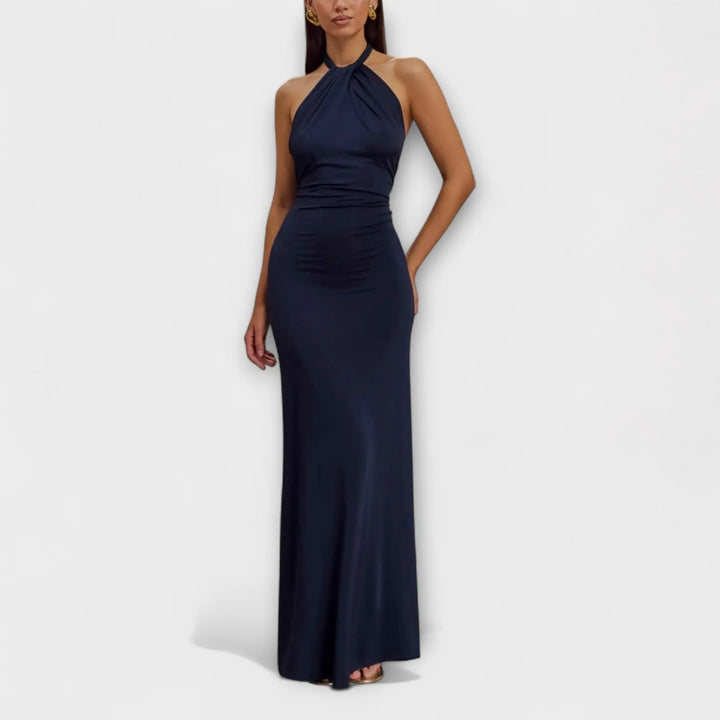 Long Dress with Neck Tie and Satin Texture Jasmine's Boutique Australia