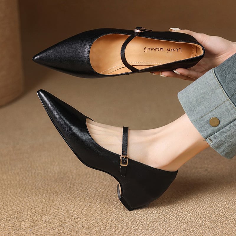 Felcia Genuine Leather Heels  Liora Lane Boutique  Black / 9.5 119.99