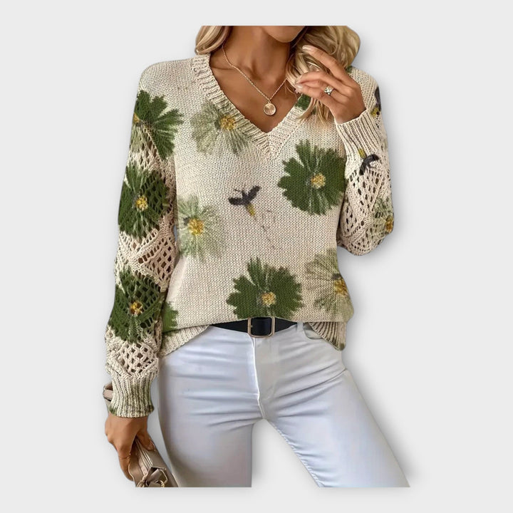 Knitted Blouse with Lace Details Liora Lane Boutique