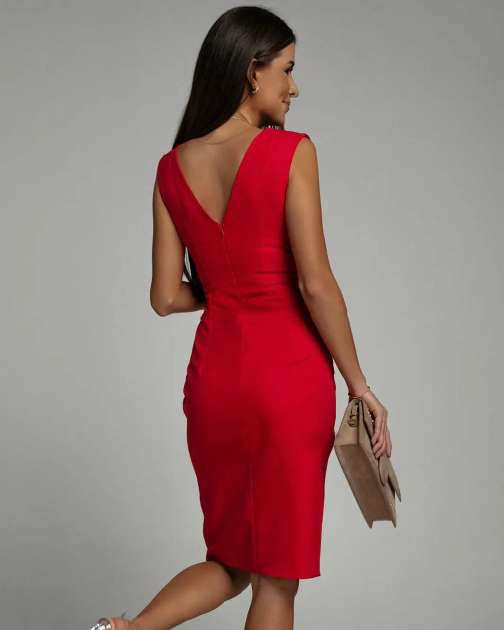Fitted dress with V-neckline and slit Jasmine's Boutique Australia