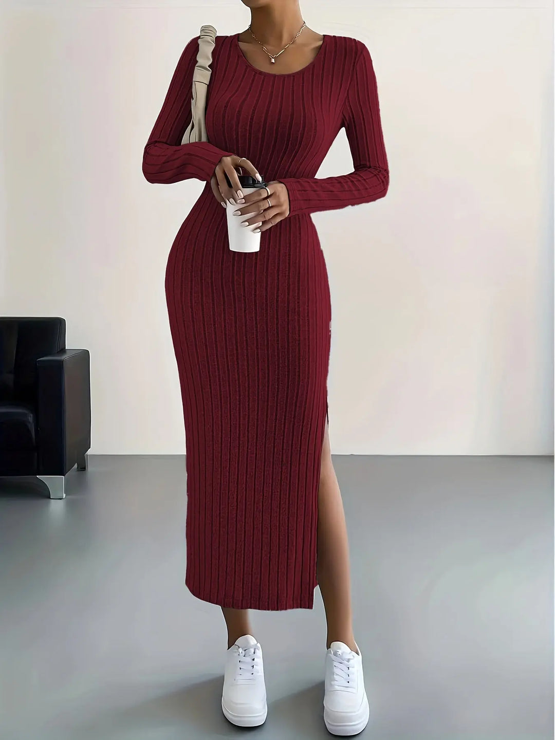 Sleek Ribbed Knit Bodycon Maxi Dress Jasmine's Boutique Australia