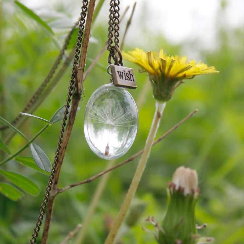 Flower Resin Necklace - Ovar Crystal Dandelion Jasmine's Boutique Australia