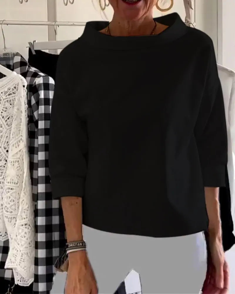 Minimalist Boat-Neck 3/4 Sleeve Top Jasmine's Boutique Australia