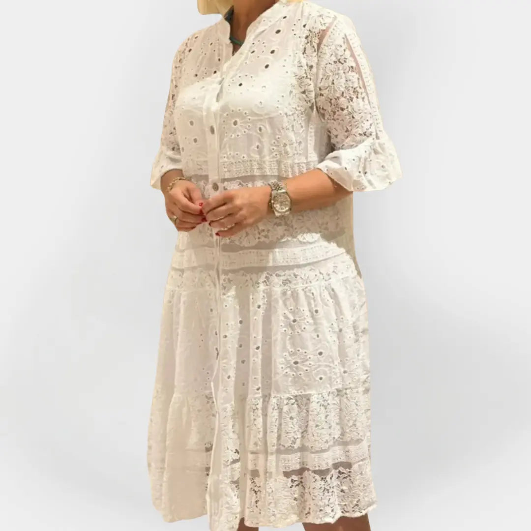 Lace Dress with Sleeves and Front Buttons Jasmine's Boutique Australia