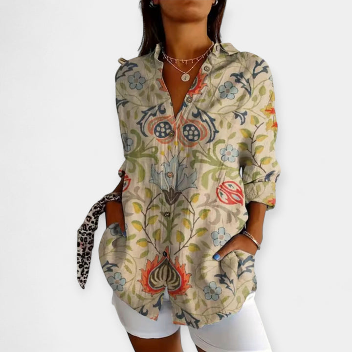 Button-Up Blouse with Floral Design Jasmine's Boutique Australia
