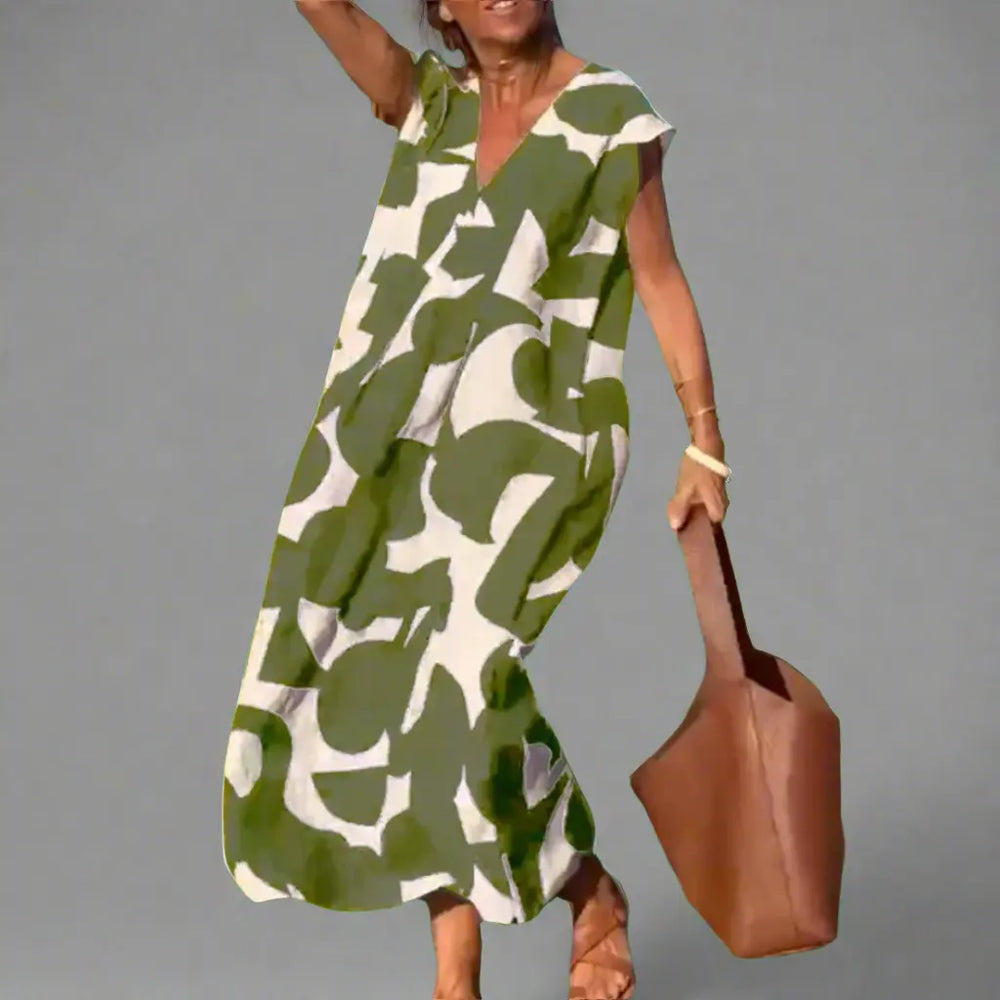V-Neck Dress with Fabric Print Jasmine's Boutique Australia