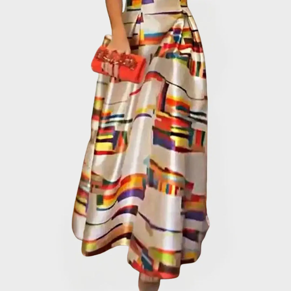 Long Dress with Geometric Patterns and Modern Line Jasmine's Boutique Australia