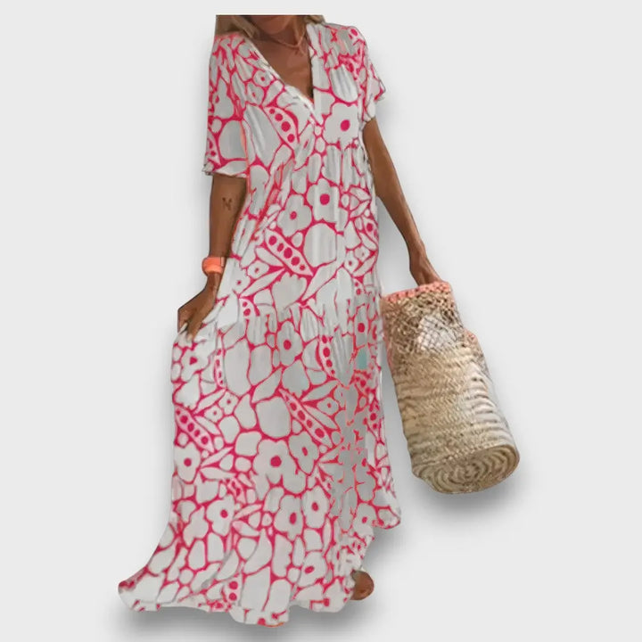 Long Dress with Floral Pattern and Buttons Jasmine's Boutique Australia