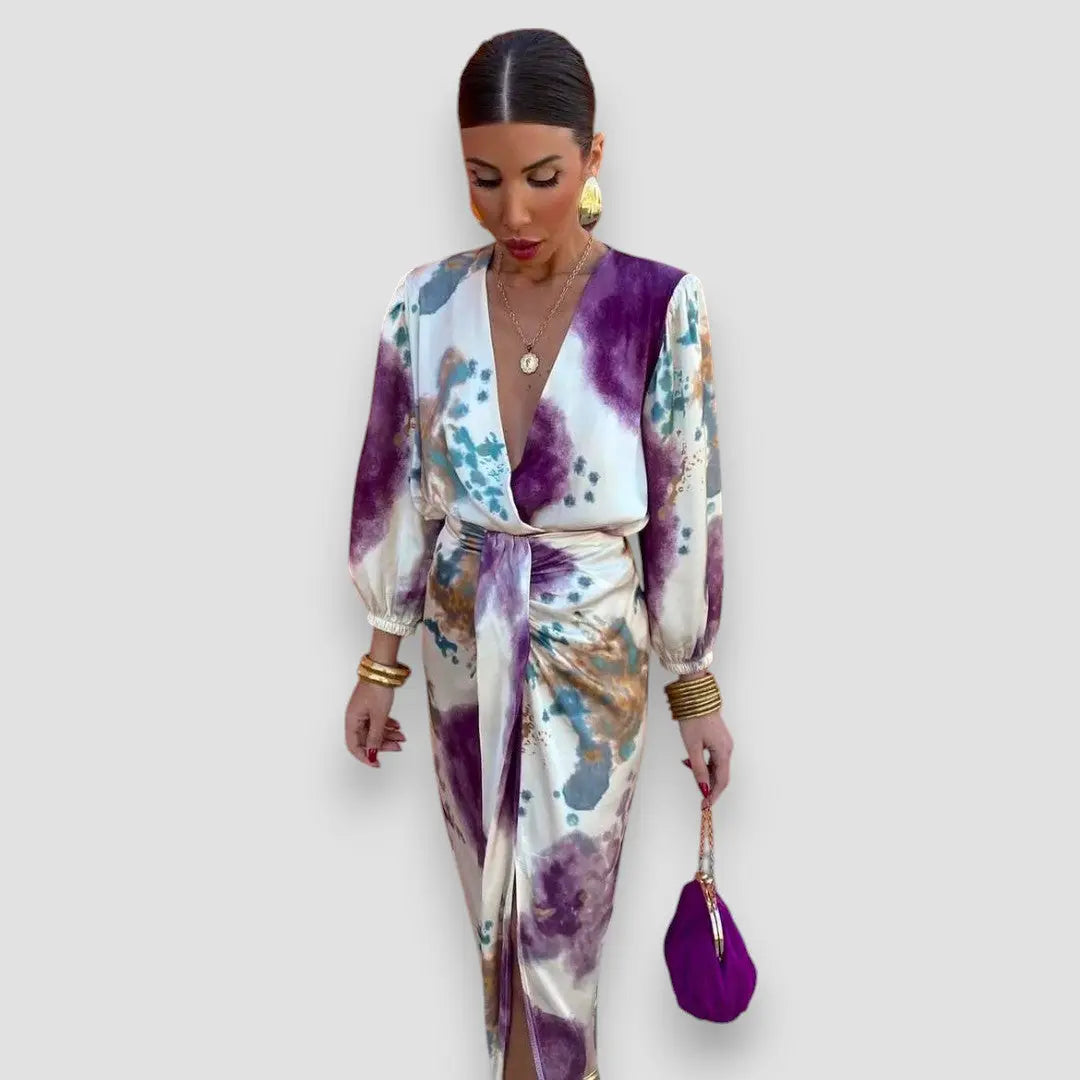 Elegant Satin Tie-Dye Dress Jasmine's Boutique Australia