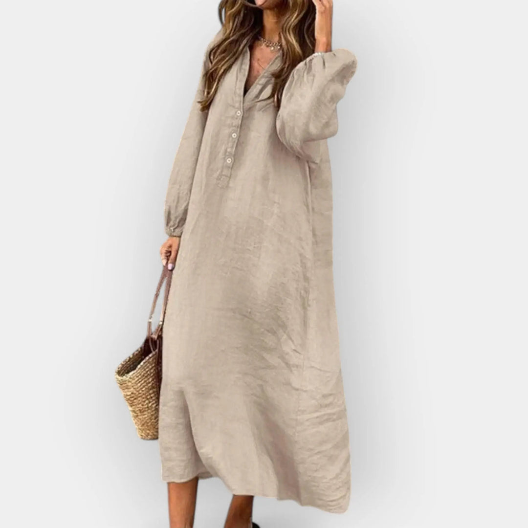 Elegant Linen Dress with Stylish Line Jasmine's Boutique Australia