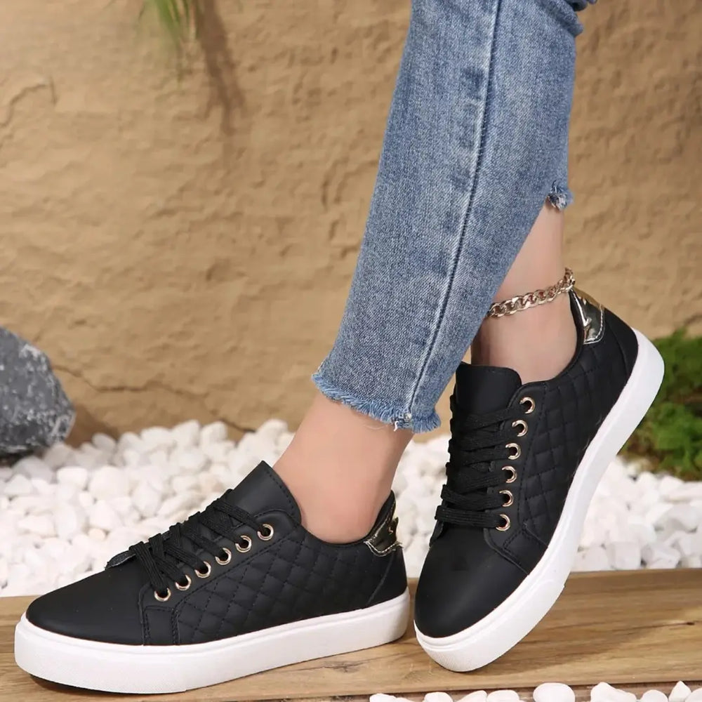 Quilted Gold Accent Sneakers Jasmine's Boutique Australia