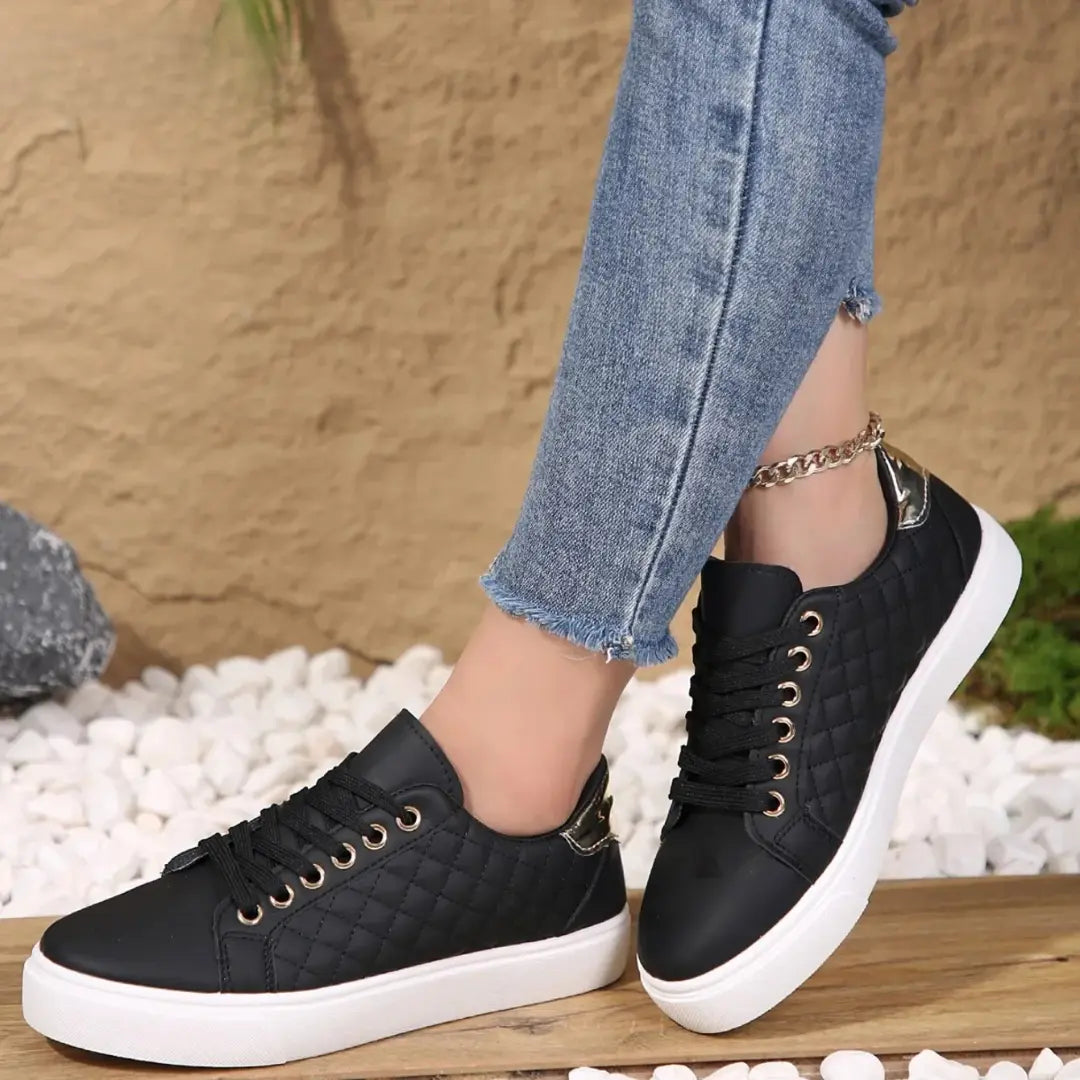 Quilted Gold Accent Sneakers Jasmine's Boutique Australia