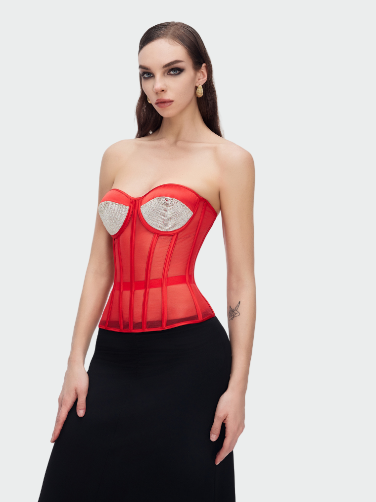Crimson Dusk Rhinestone Corset Jasmine's Boutique Australia