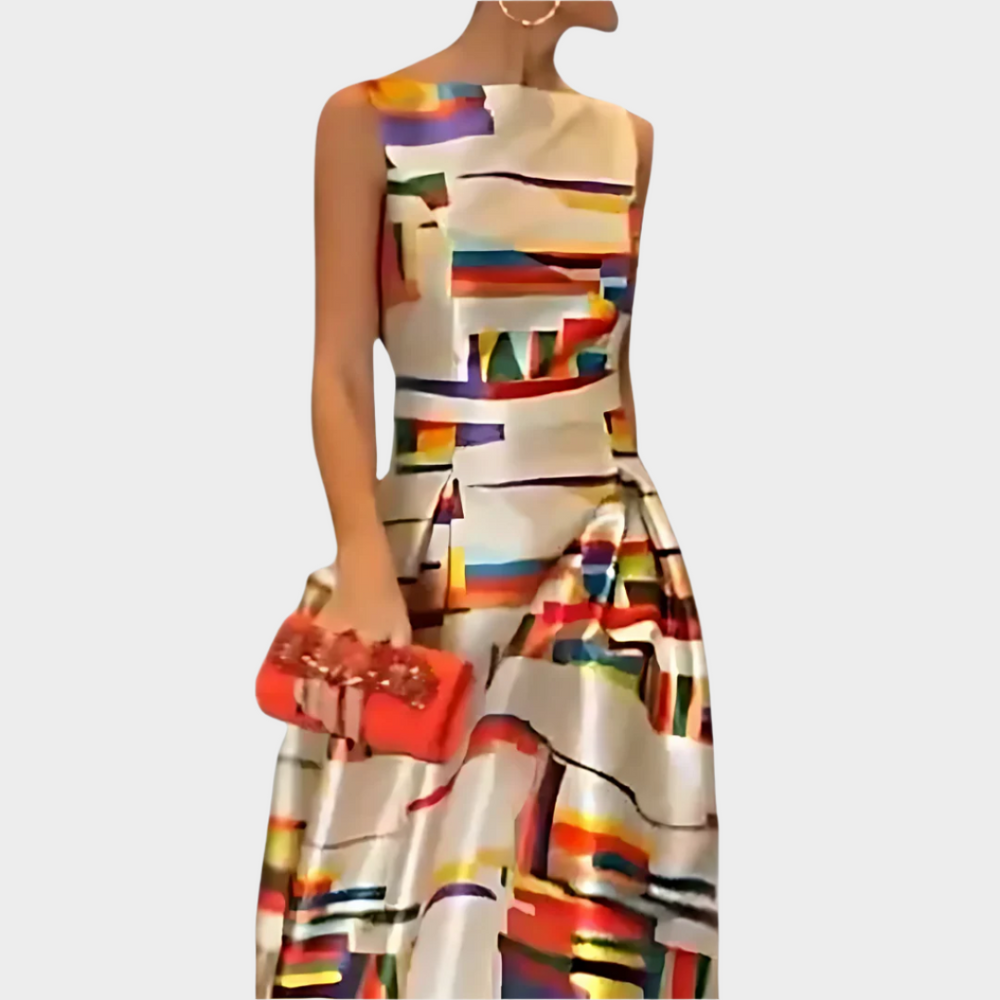 Maxi Dress with Linear Feel and Shiny Texture Jasmine's Boutique Australia