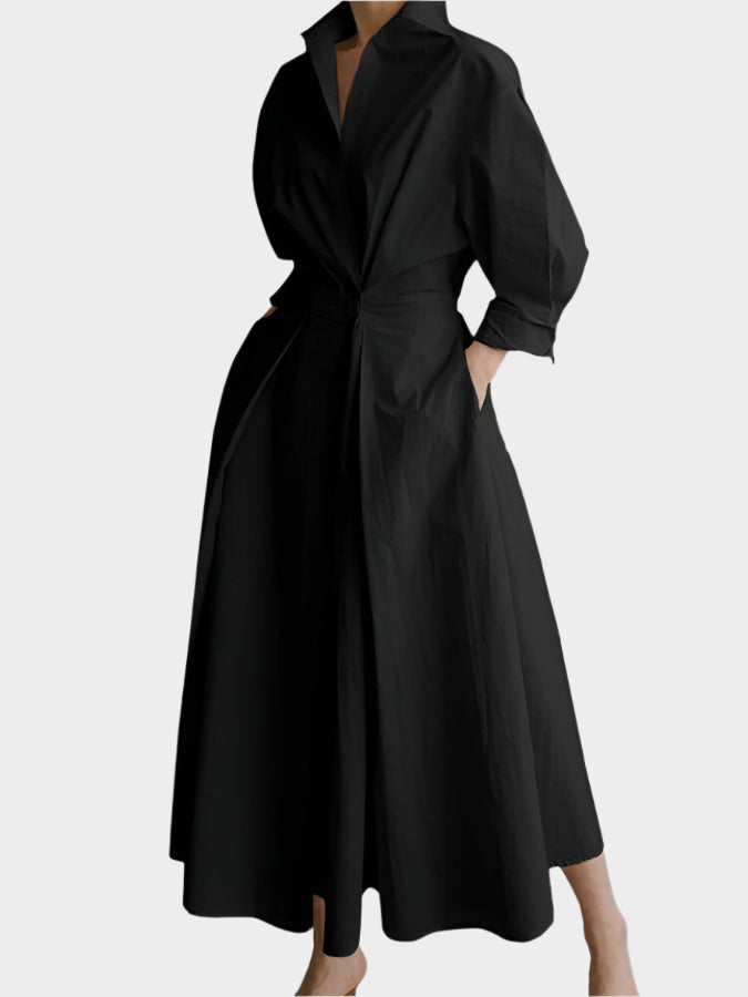 Elegant A-Line Dress with Polo Collar Jasmine's Boutique Australia