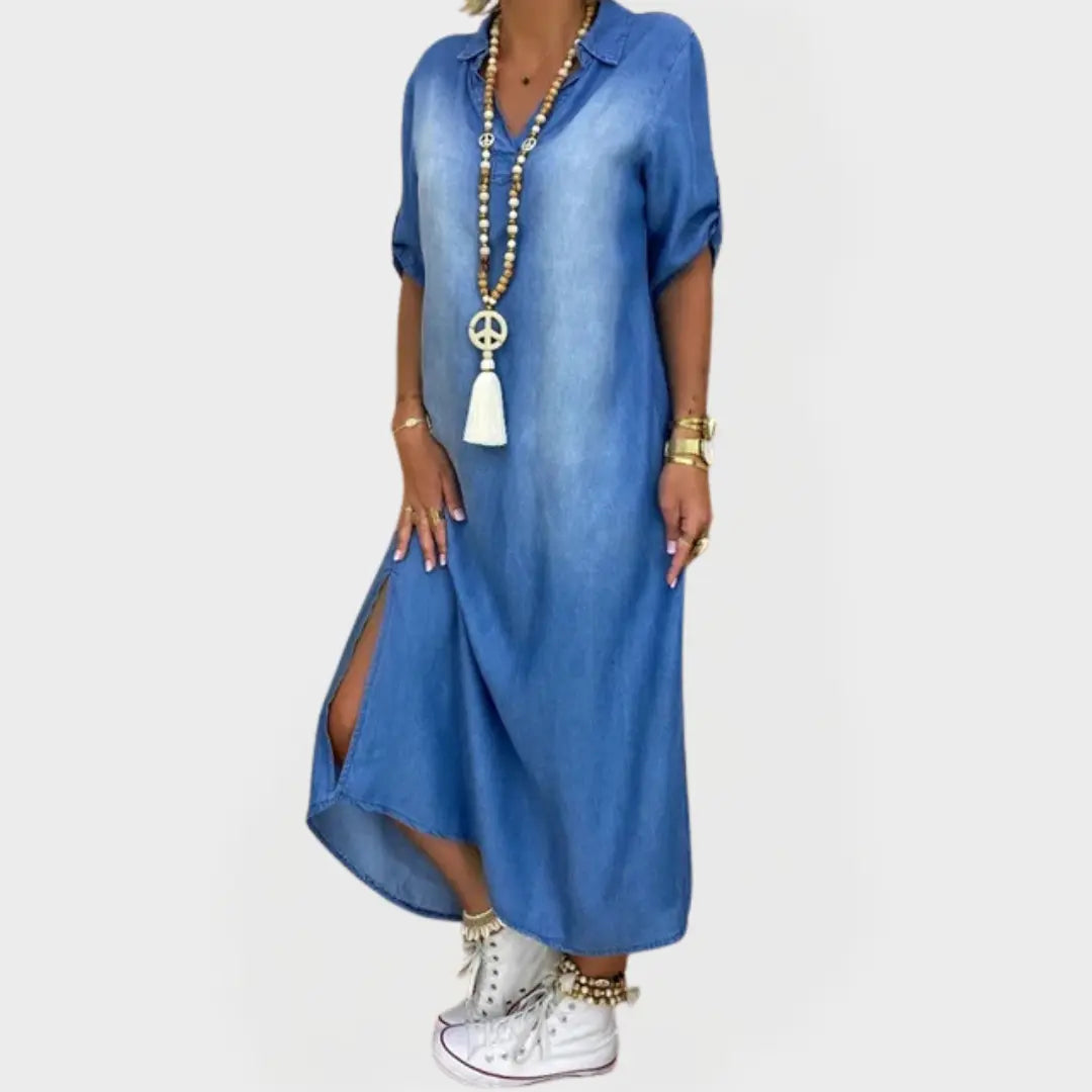 Long Denim Dress with Side Slits Jasmine's Boutique Australia