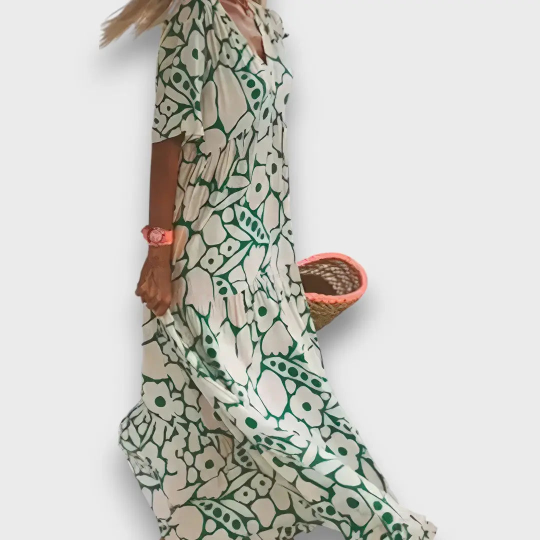 Long Dress with Floral Pattern and Buttons Jasmine's Boutique Australia