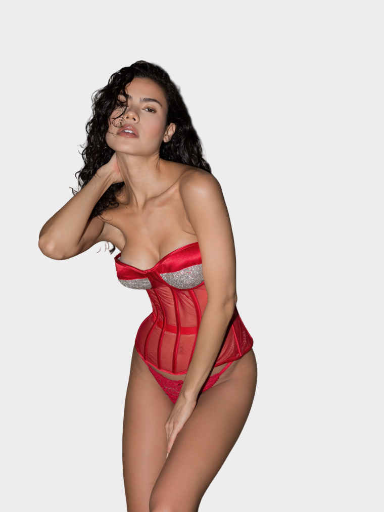 Crimson Spark Bustier Corset Jasmine's Boutique Australia