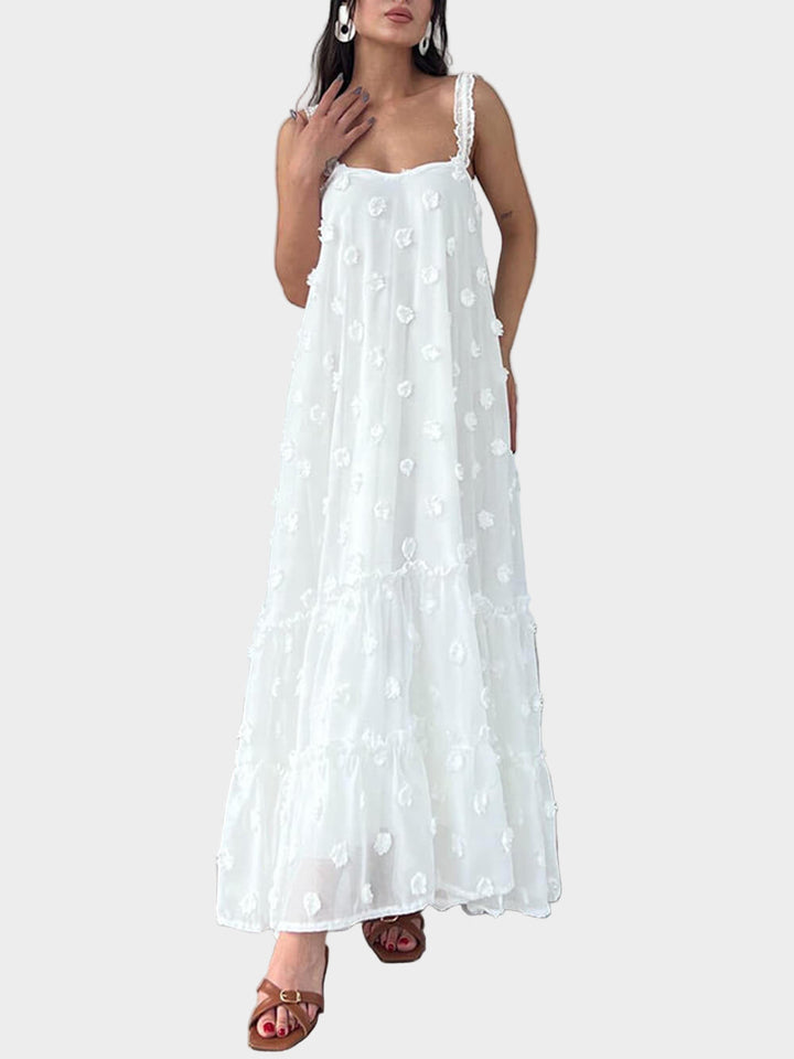 Pretty Flower Decor Loose Maxi Dress A-Line Layered Jasmine's Boutique Australia