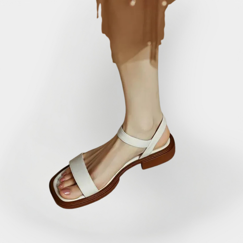 Leather Sandals with Low Heel Liora Lane Boutique