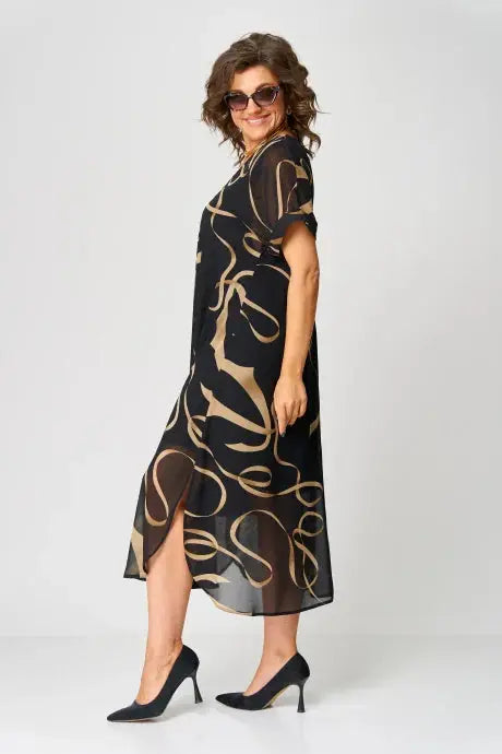 Airy Dress with Linear Designs and V Neckline Jasmine's Boutique Australia