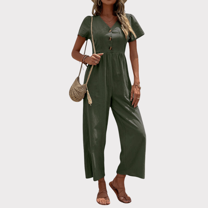 Camila Button-Front Jumpsuit Liora Lane Boutique