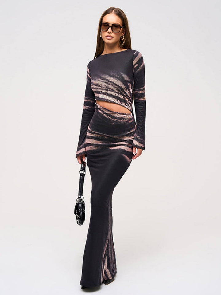 Printed Cutout Waist Maxi Dress Jasmine's Boutique Australia