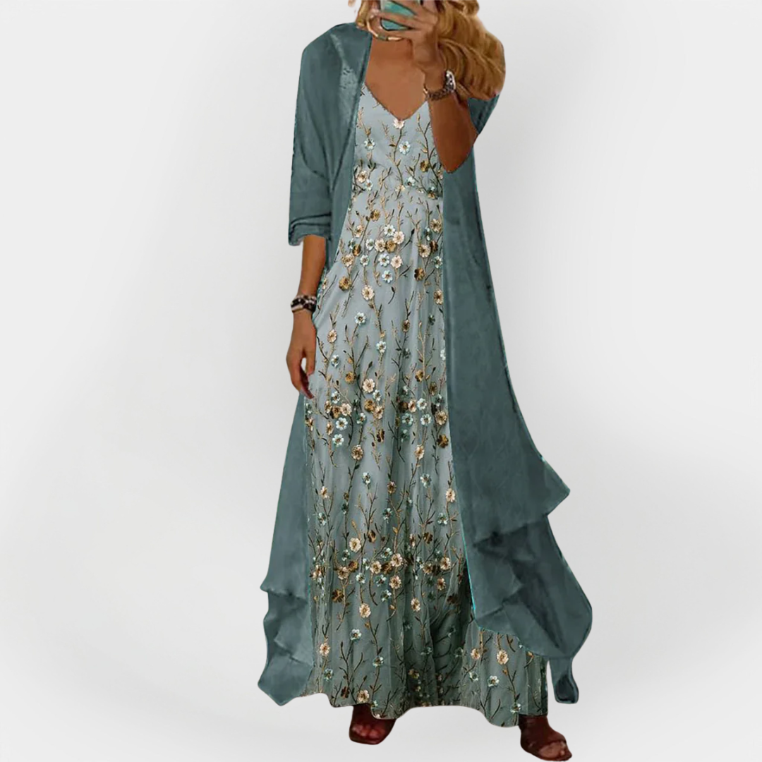 Maxi Dress with Cardigan (Set of 2 Pieces) Jasmine's Boutique Australia