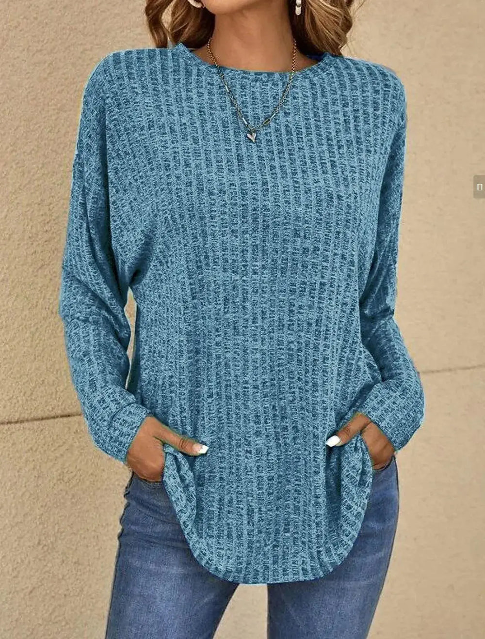 Casual Waffle Knit Long Sleeve Top Jasmine's Boutique Australia
