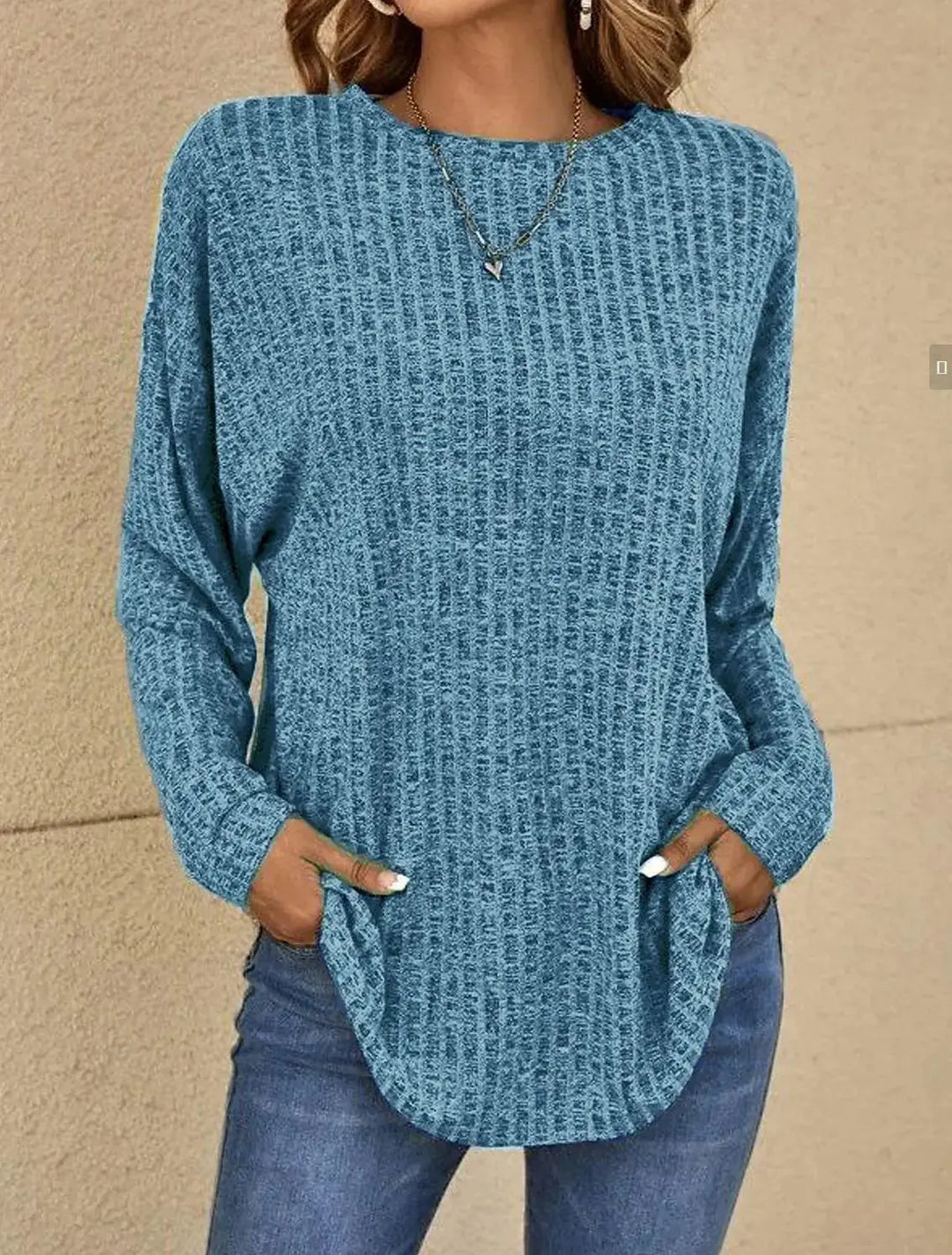 Casual Waffle Knit Long Sleeve Top Jasmine's Boutique Australia