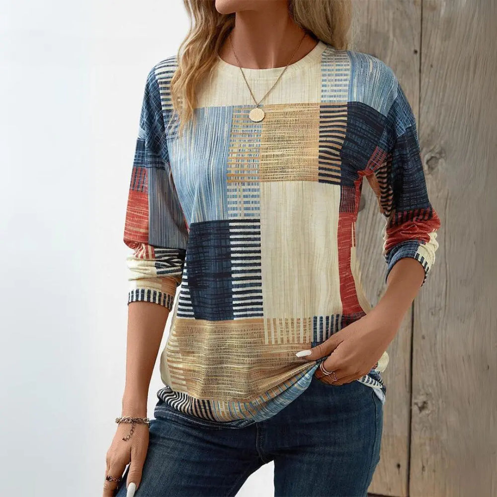 Geometric Patchwork Casual Top Jasmine's Boutique Australia