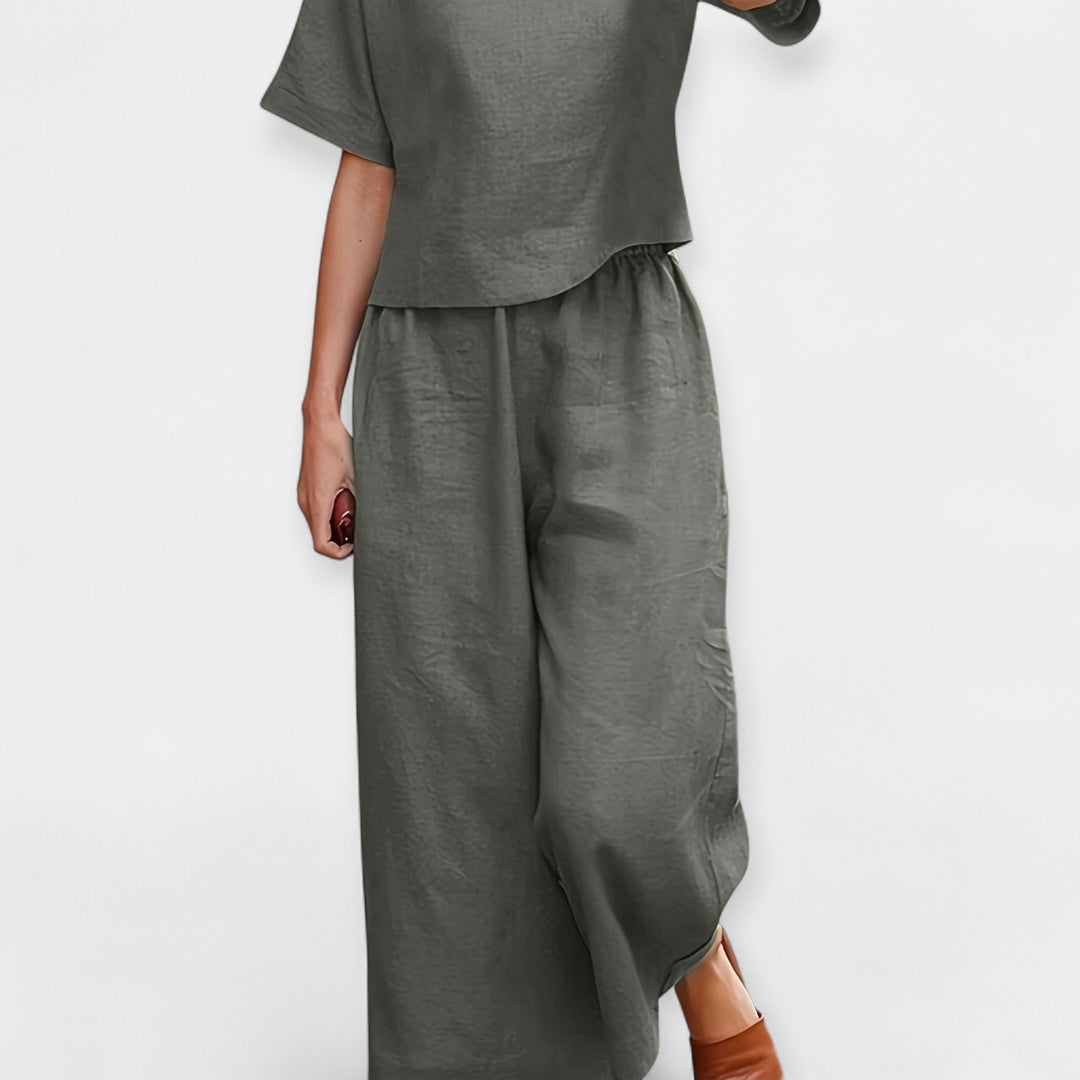 Airy Pants Set with Short-Sleeve Top Jasmine's Boutique Australia