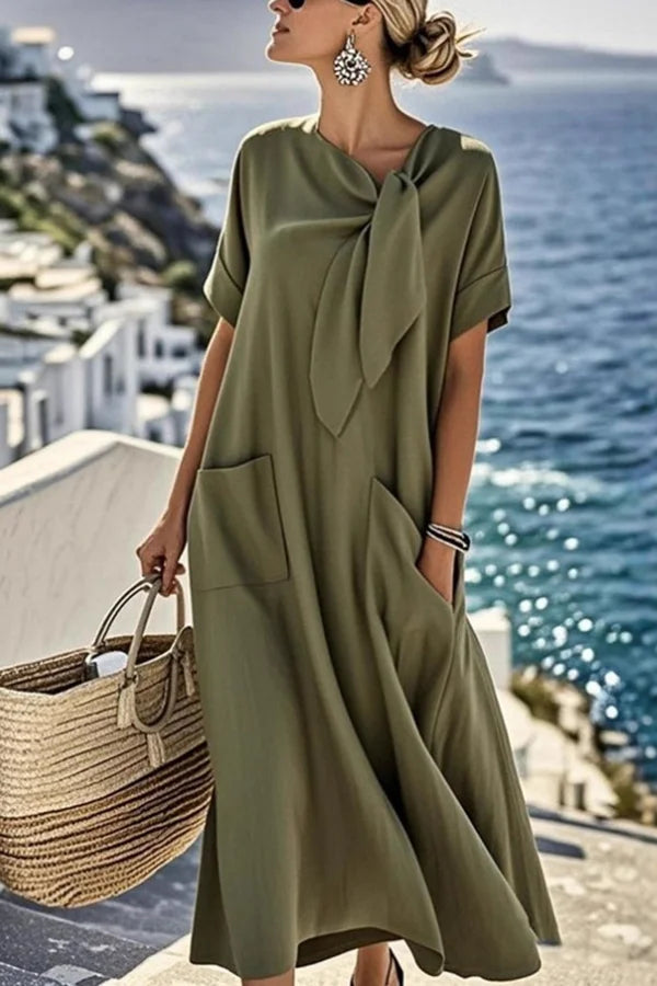 Anette - Short Sleeve Tie Waist Round Neck Jasmine's Boutique Australia