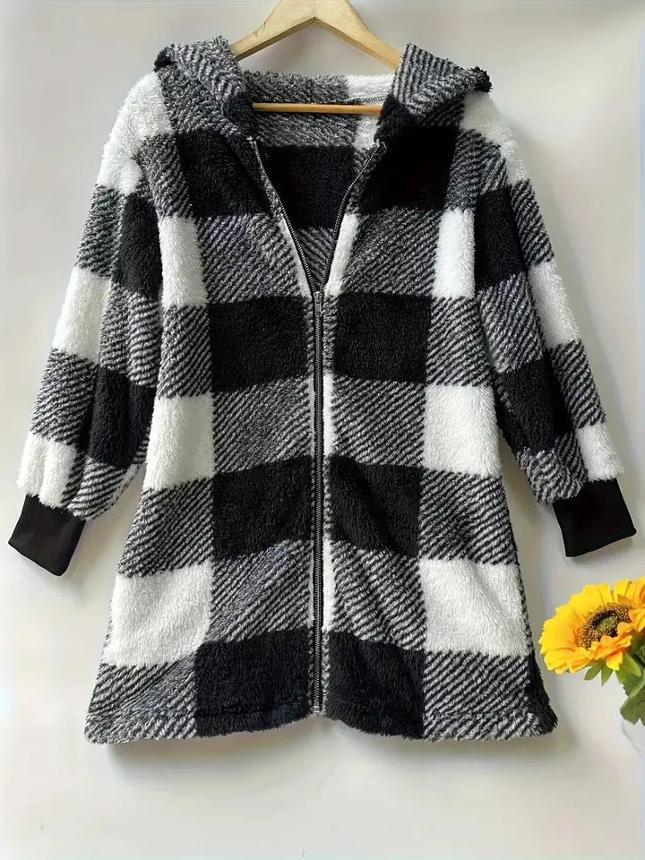CozyCheck Zip Hoodie Coat Jasmine's Boutique Australia