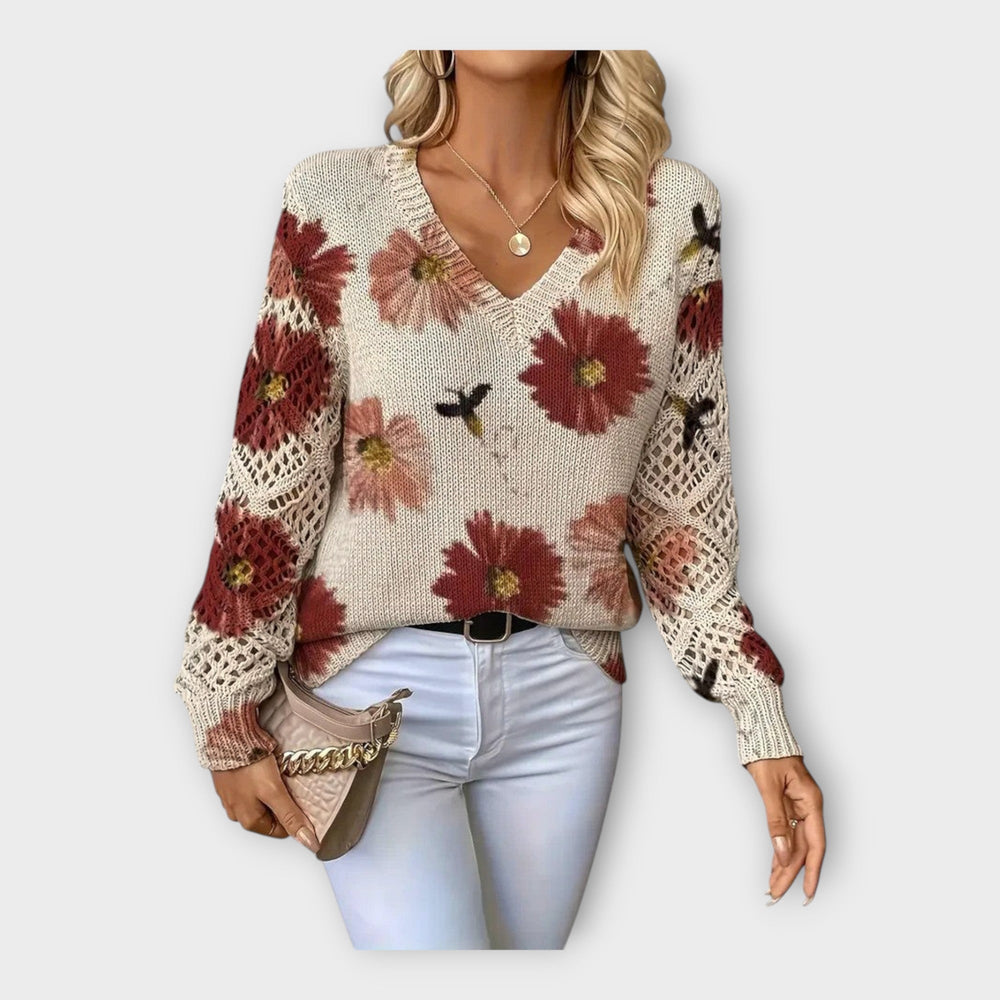Knitted Blouse with Lace Details Liora Lane Boutique