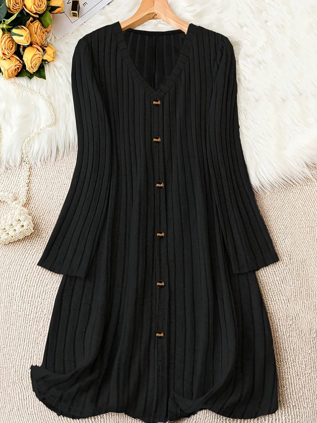 Buttoned Ribbed Knit Dress Jasmine's Boutique Australia