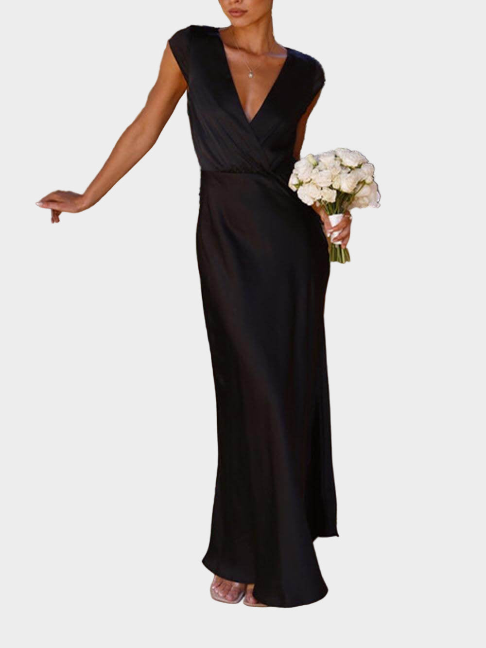 Satin V Neck Fishtail Dress Jasmine's Boutique Australia