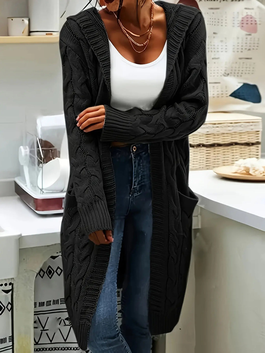 Silver Knit Longline Cardigan Jasmine's Boutique Australia