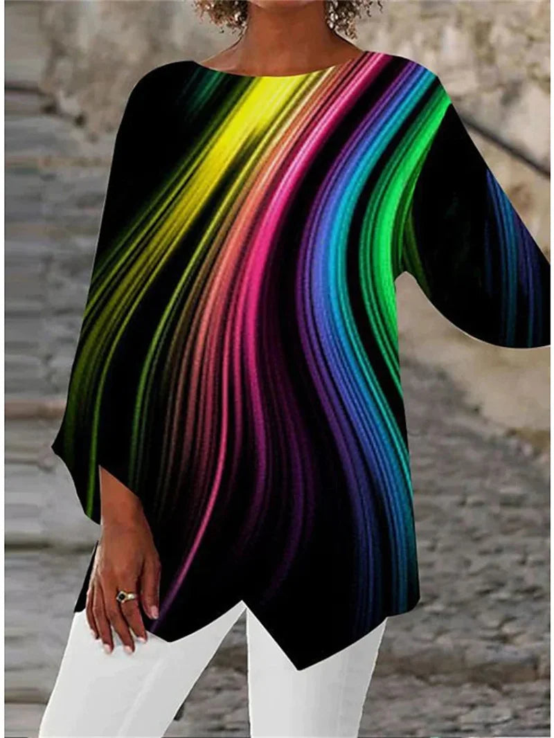Monochrome Wave Asymmetrical Top Jasmine's Boutique Australia