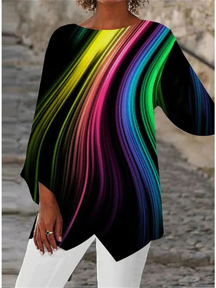 Monochrome Wave Asymmetrical Top Jasmine's Boutique Australia