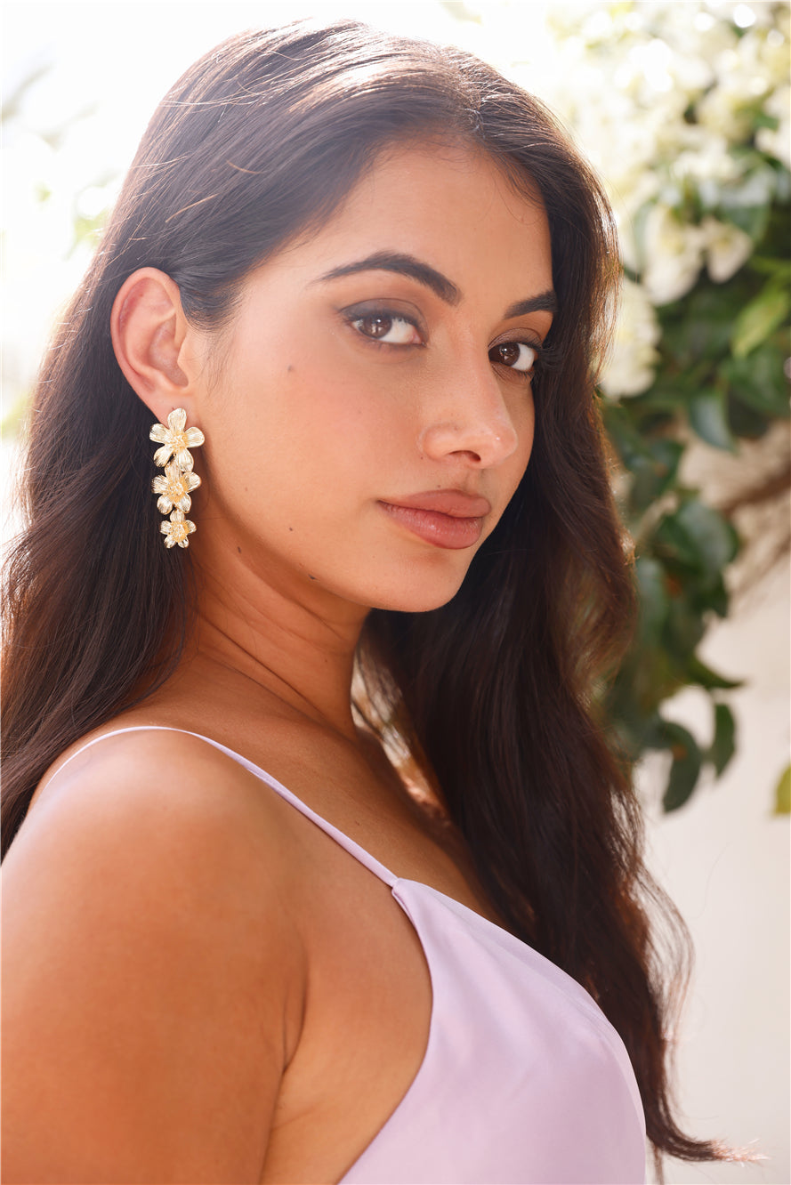 18 Karat Gold Plated Hibiscus Earrings Jasmine's Boutique Australia