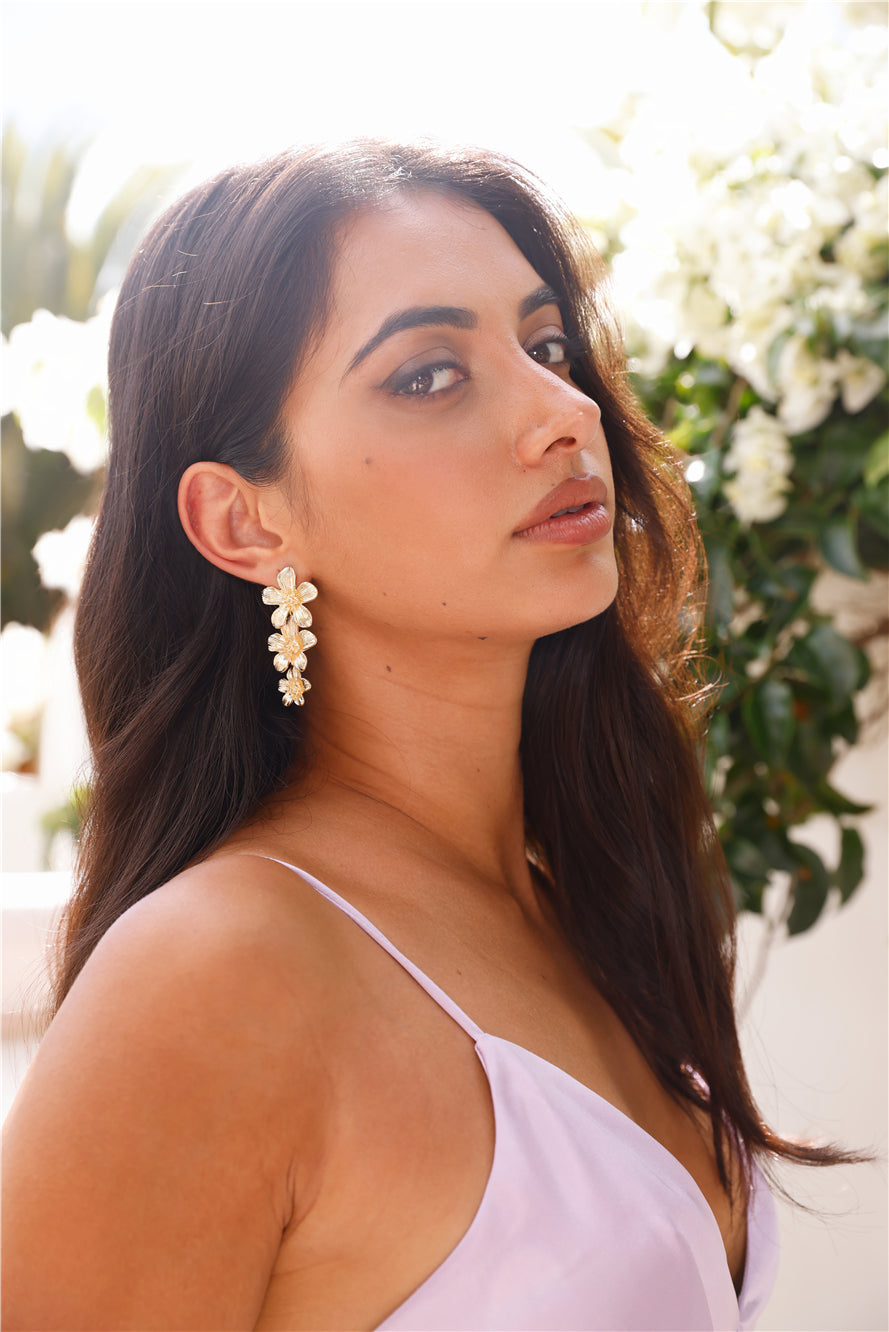18 Karat Gold Plated Hibiscus Earrings Jasmine's Boutique Australia