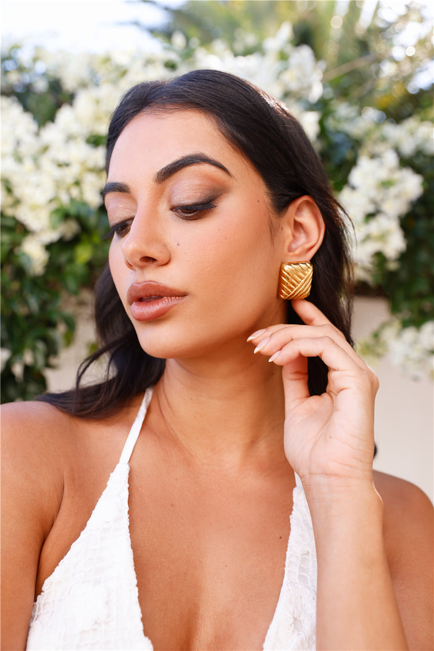 18 Karat Gold Plated Cushion Earrings Jasmine's Boutique Australia