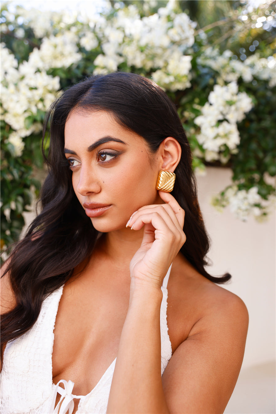 18 Karat Gold Plated Cushion Earrings Jasmine's Boutique Australia