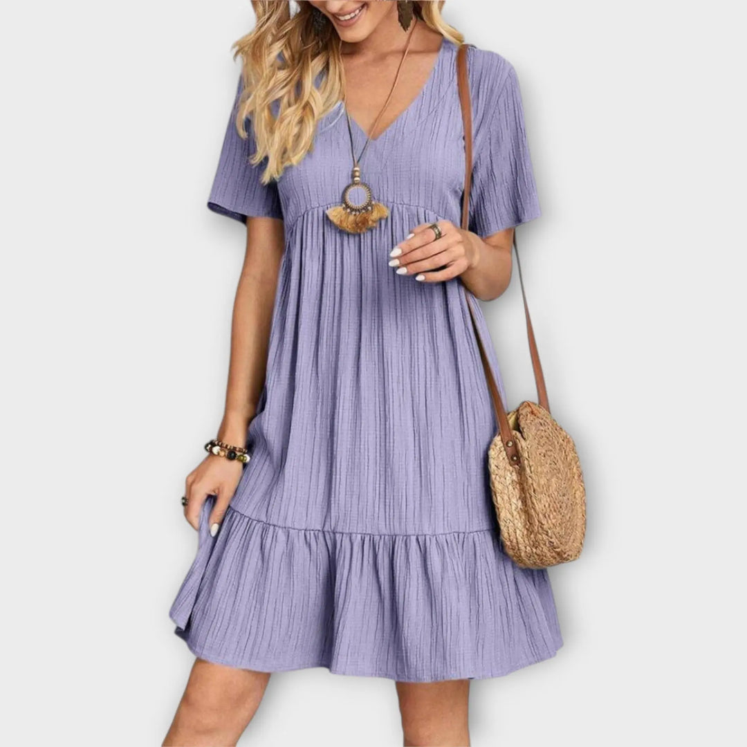 Summer Boho Dress with Pleats and Short Sleeve Jasmine's Boutique Australia