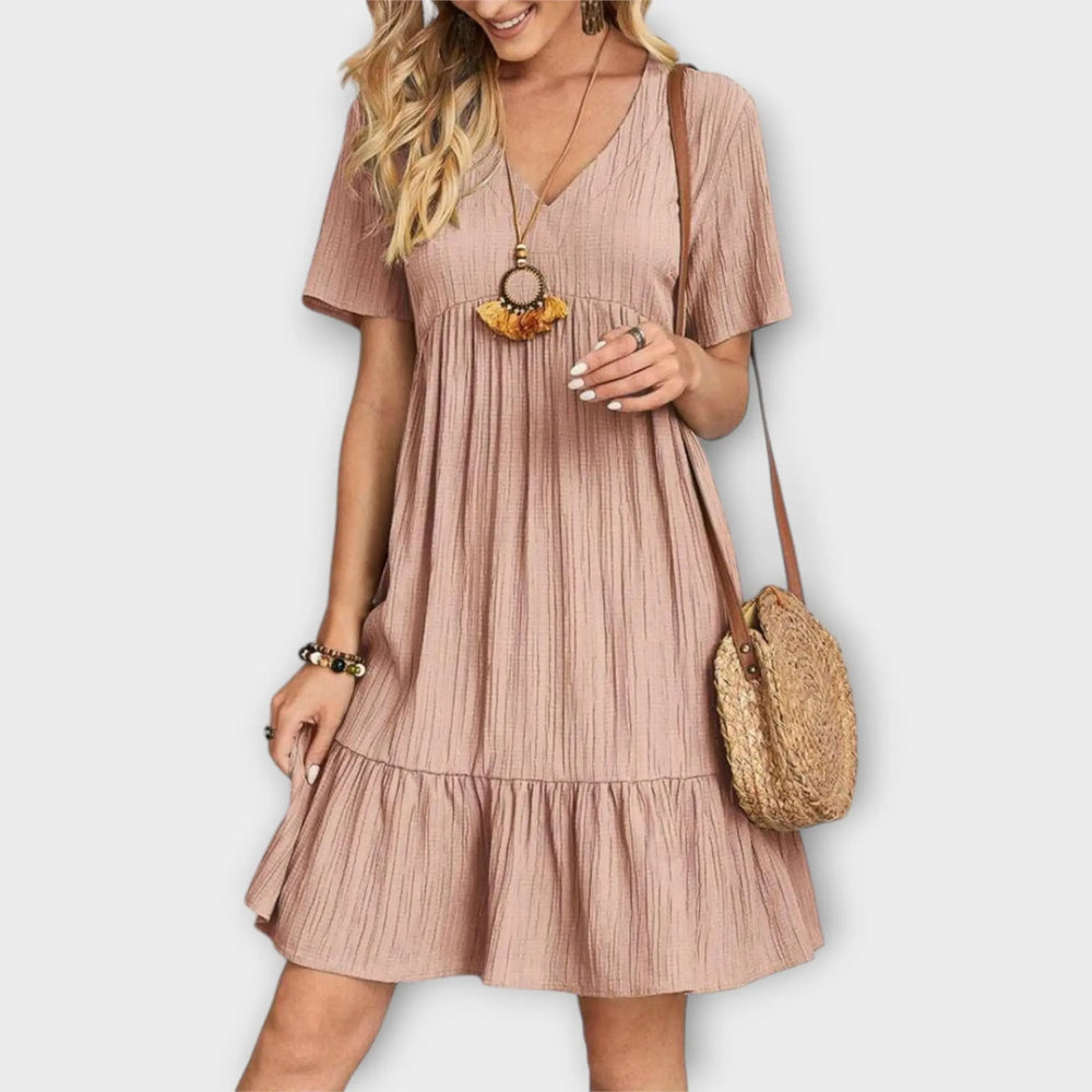 Summer Boho Dress with Pleats and Short Sleeve Jasmine's Boutique Australia
