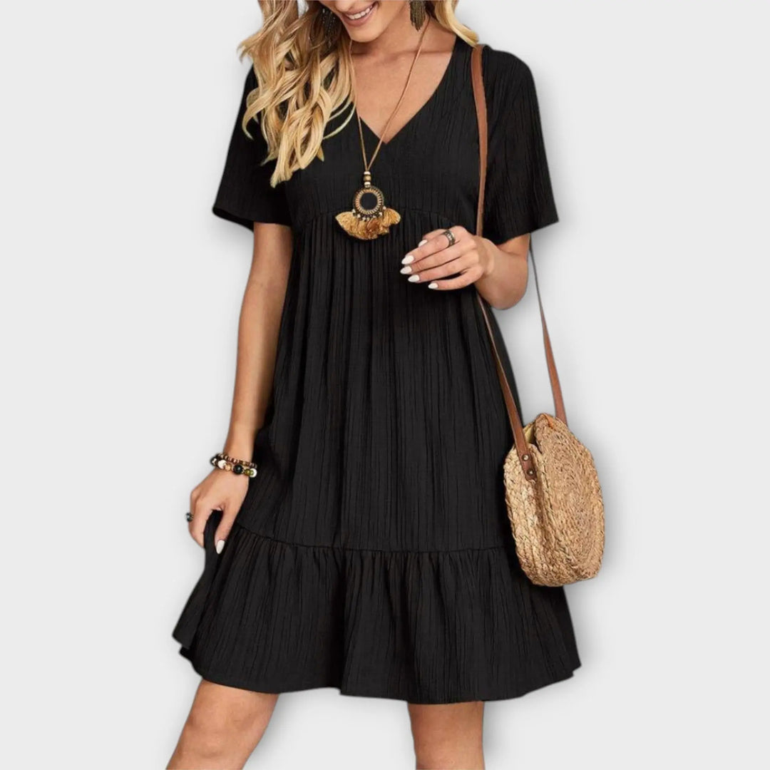 Summer Boho Dress with Pleats and Short Sleeve Jasmine's Boutique Australia
