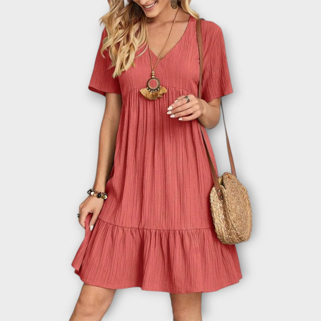 Summer Boho Dress with Pleats and Short Sleeve Jasmine's Boutique Australia