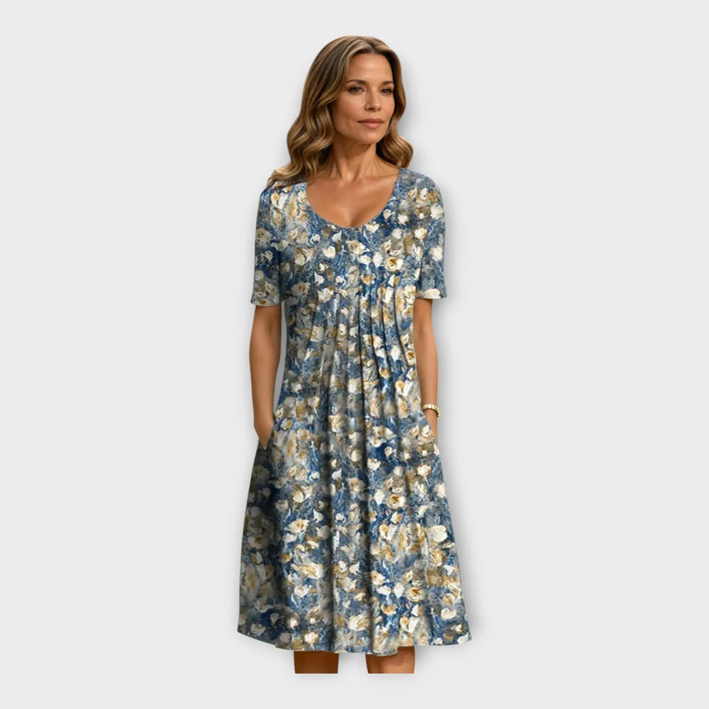 Dress with Floral Design and Short Sleeves Jasmine's Boutique Australia