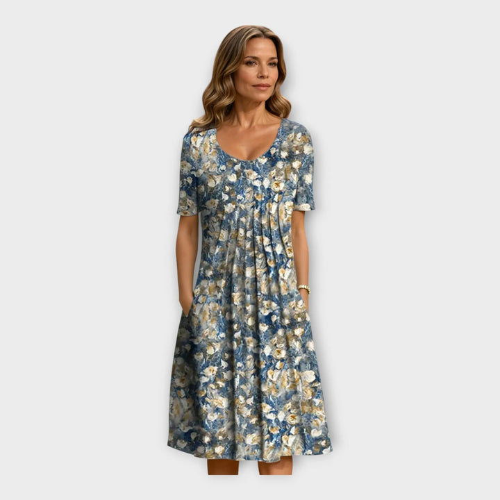 Dress with Floral Design and Short Sleeves Jasmine's Boutique Australia